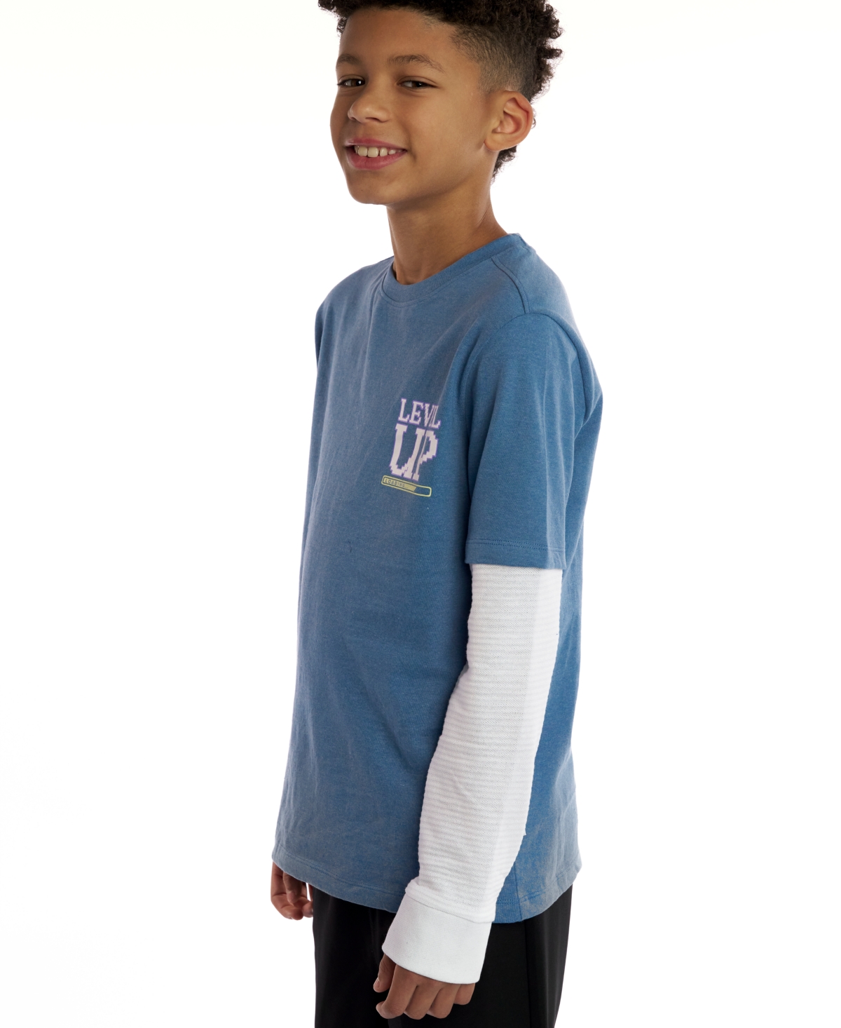 Sovereign Code Boys 5-20 Harper Twofer Crewneck Layered T-shirt In Blue