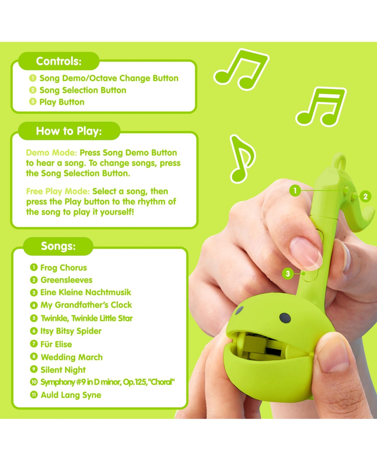 Otamatone Melody Series Japanese Electronic Mini Musical Toy Portable 11 Pre-Programmed Songs