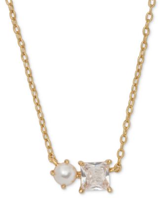 Cubic Zirconia and Imitation Pearl Dear Bestie Pendant Necklace