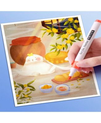 36 Colors Acrylic Marker Pens For DIY Art Painting, Waterproof & Quick-Dry, For Student Art, Anime,Drawing Supplies Back To School