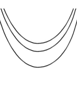Set of 3 Dainty Rolo Cable Chain Necklace Black Stainless Steel 18, 20 & 24 Inch
