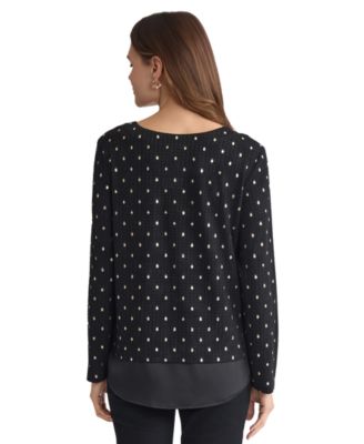 Women's Textured Contrast-Hem Top