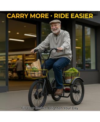 Step-Thru Folding E-Trike, 500W 20" Electric Trike for Adults with Removable Battery & Basket