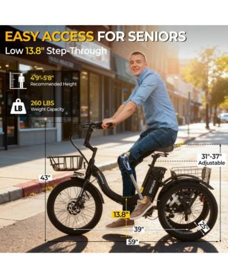Step-Thru Folding E-Trike, 500W 20" Electric Trike for Adults with Removable Battery & Basket