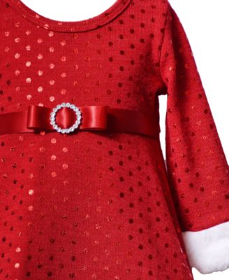 Baby Girls' Long-Sleeve Foiled Dot Santa Dress
