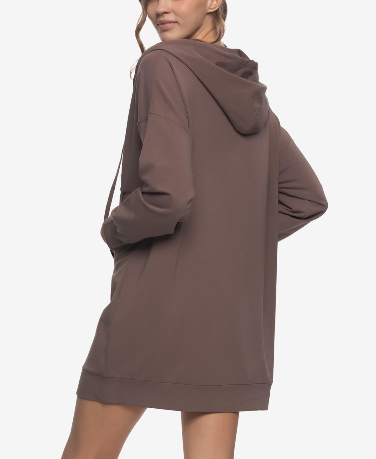Felina Kimora Long Sleeve Sweatshirt Lounge Dress In Brown