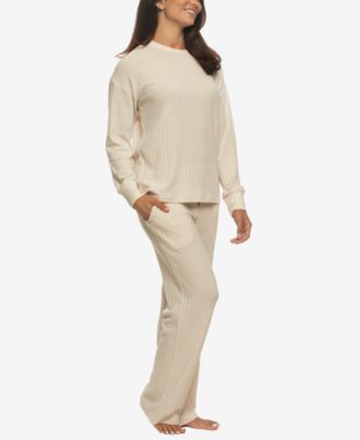 Women's Regular Serena Crew Neck Pullover Brushed Rib Lounge Set