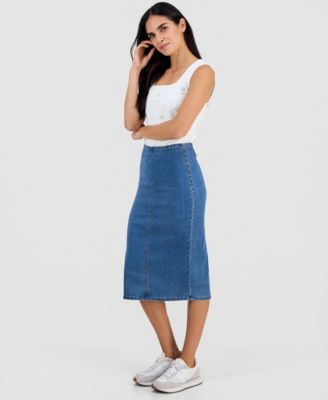 Petite Denim Pencil Midi Skirt, Macy's Exclusive