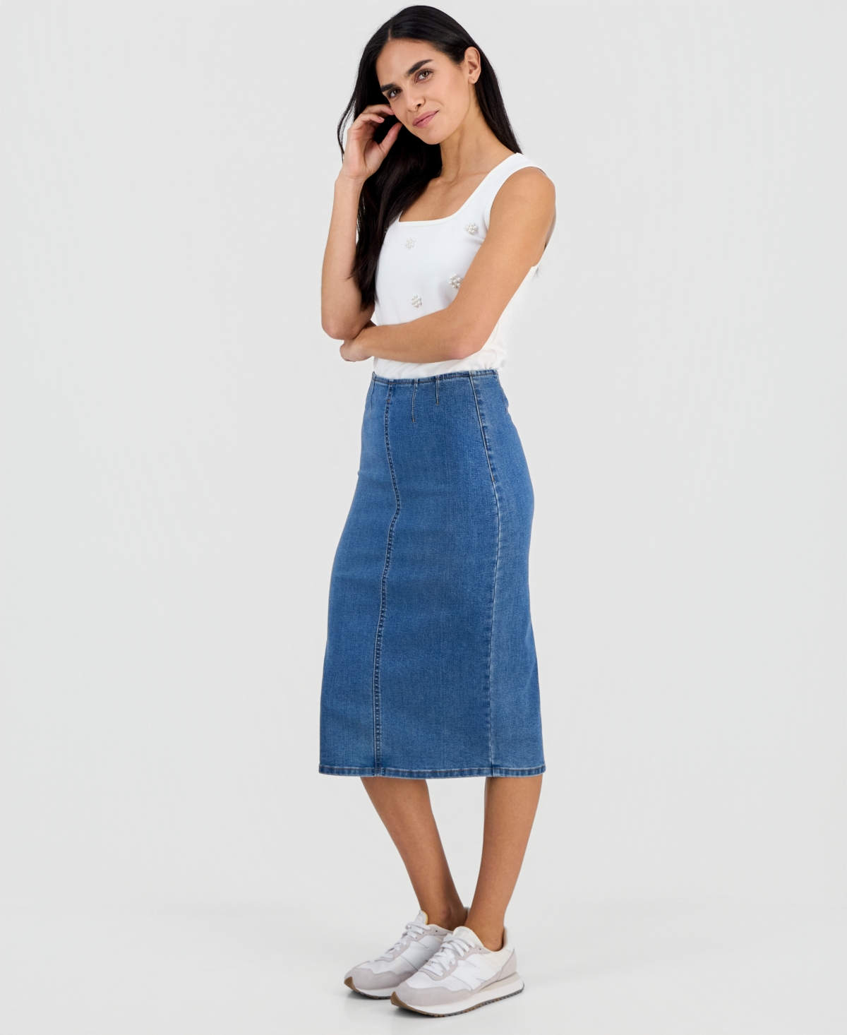 And Now This Petite Denim Pencil Midi Skirt, Macy's Exclusive