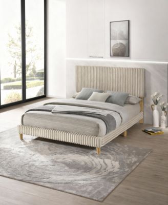 Twin Size Corduroy Velvet Panel Bed