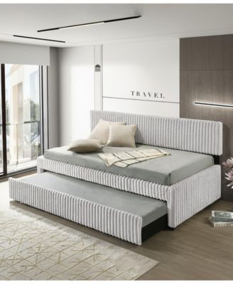 Twin Size Corduroy Velvet Daybed with Trundle