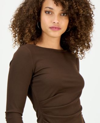 Petite Rib-Knit Asymmetric Top, Macy's Exclusive 