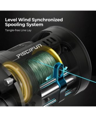 Chaos Pro Baitcasting Fishing Reel, CNC Machined Round Catfish Reel with 25LB Max Drag, Trolling Reel with Level Wind & Magnetic Braking System