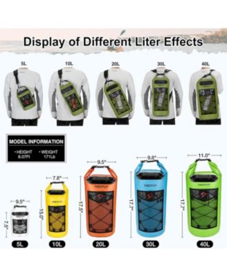 Dry Bag, Waterproof Floating Backpack 5L/10L/20L/30L/40L with Waterproof Phone Case for Boating, Kayaking, Fishing