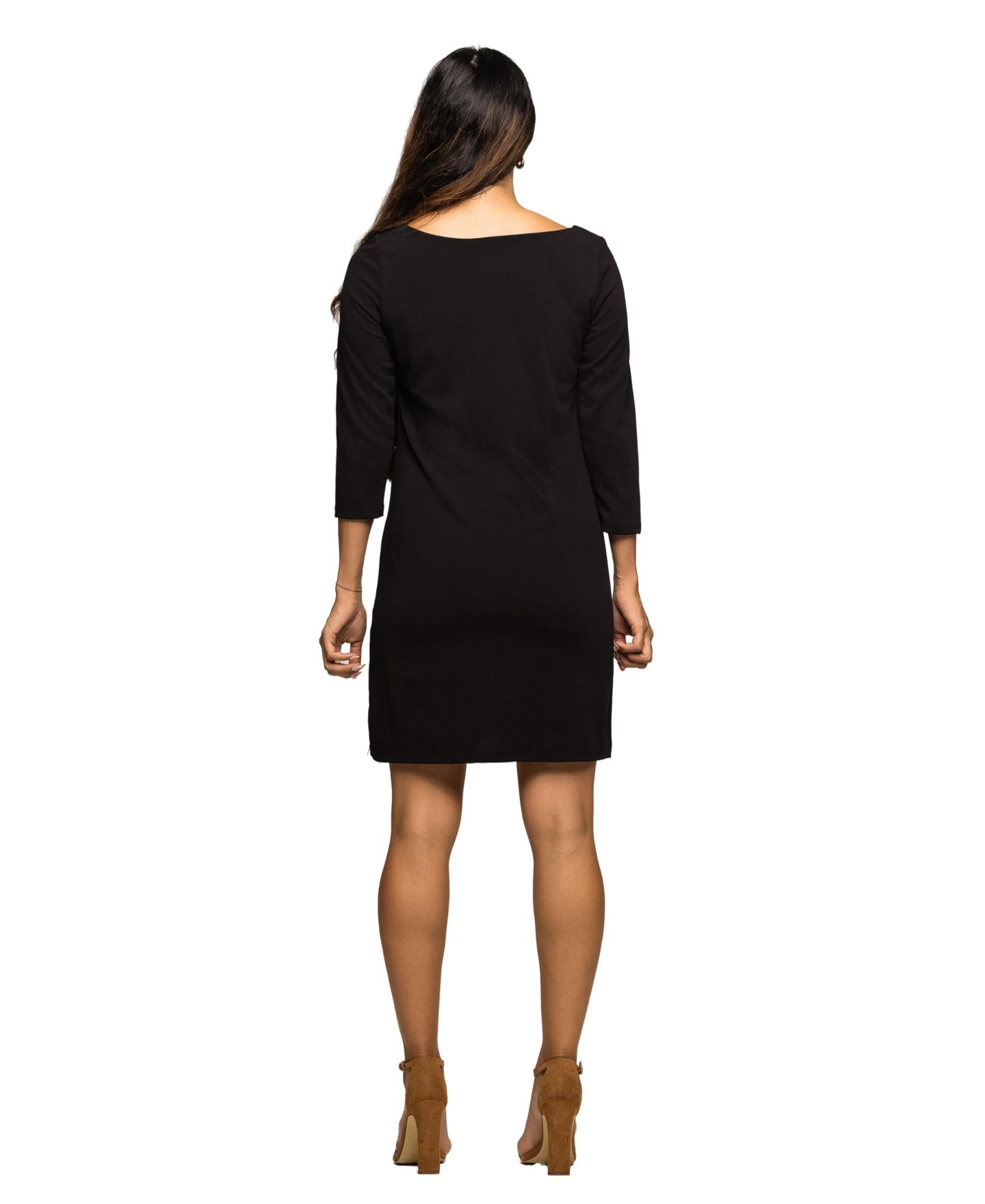 Женское платье 24seven Comfort Apparel Maternity Three Quarter Sleeve A Line, цвет: Чёрный — фото 3