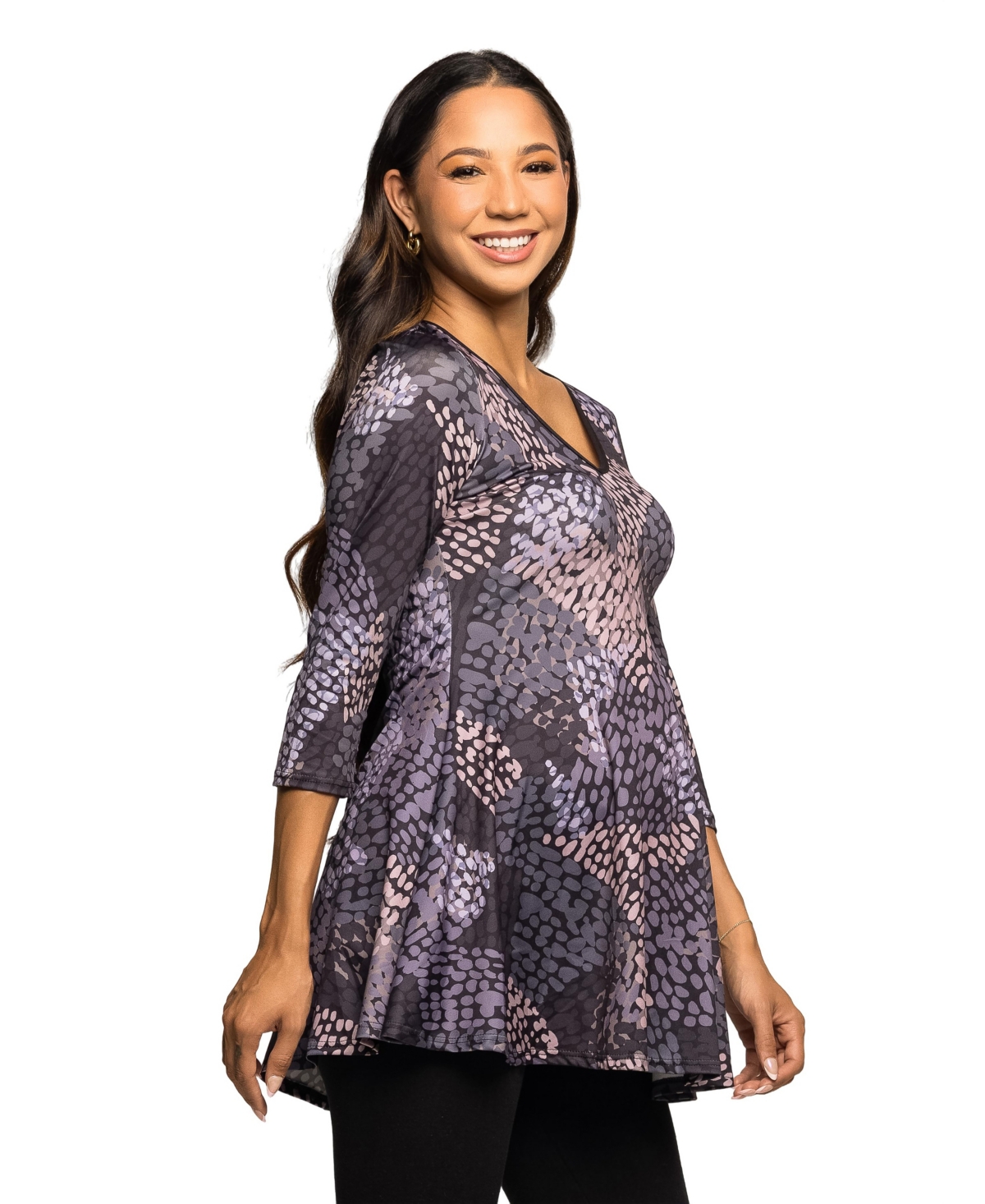 24seven Comfort Apparel Women's Maternity V Neck Tunic Top In Multi
