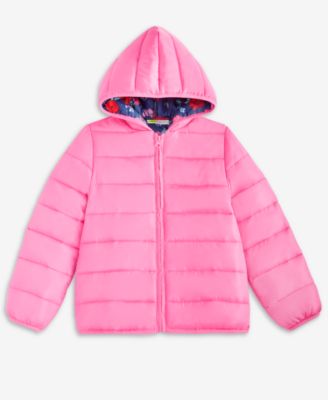 Macy's - Girls 5-20 Floral Midweight Reversible Puffer Jacket