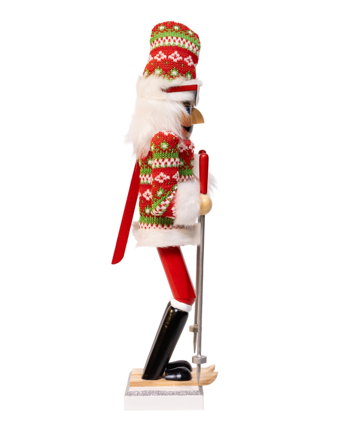 Kurt Adler 15-inch Ski Santa With Christmas Sweater Nutcracker In Multi