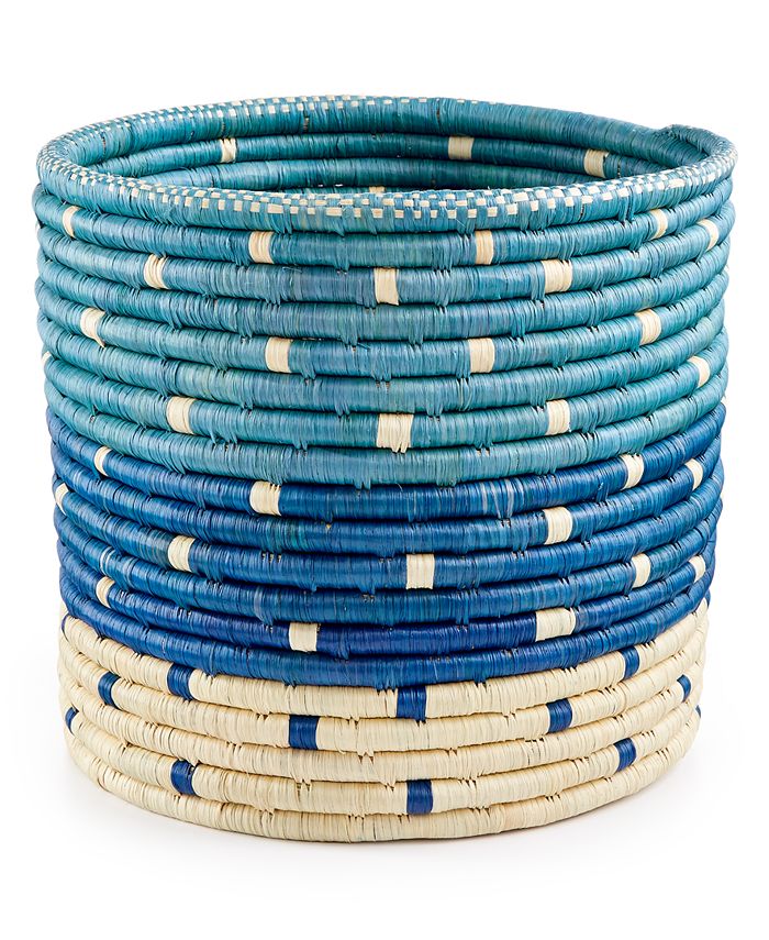 Rwanda Raffia and Sweet Grass Dots Waste Basket Macy's