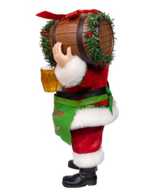 Fun and Festive 10.5" Fabrich&eacute; Beer Santa with Barrel