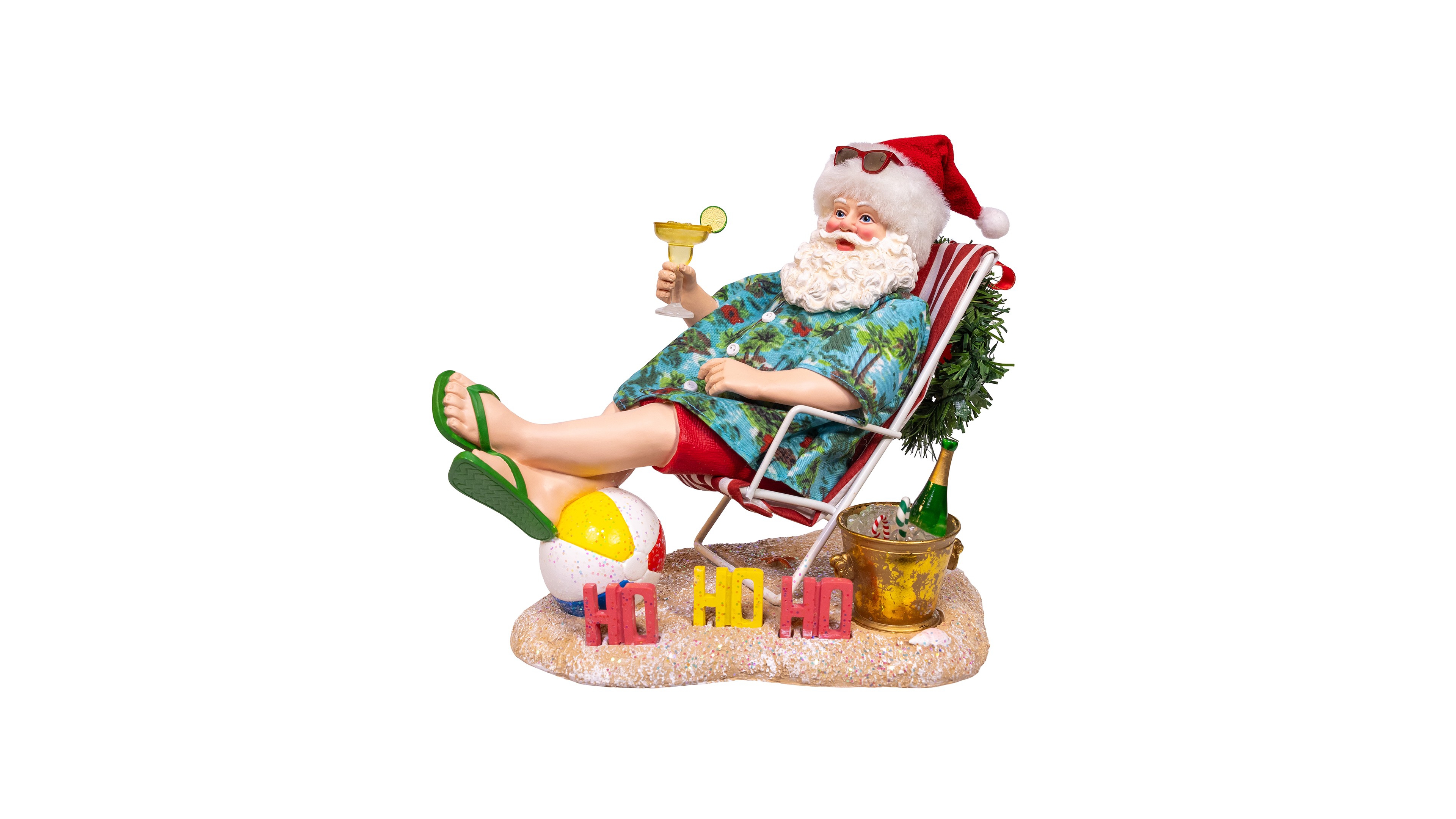 Kurt Adler 8.5-Inch Fabriche Santa Sitting on Beach Chair