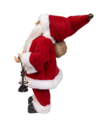 12" Standing Christmas Santa with Sack and Lantern