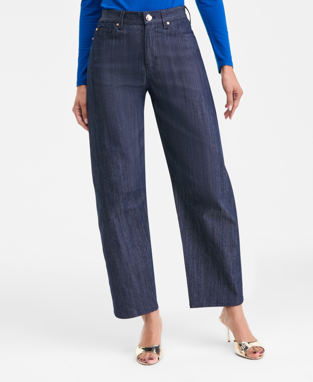 I.n.c. International Concepts Women's High-Rise Barrel-Leg Jeans, Macy's Exclusive