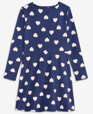 Girls 5-20 Heart-Print Long-Sleeve Dress, Macy's Exclusive