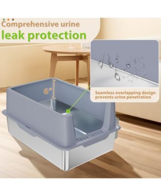 Extra Large 23.7 in. x 15.7 in. Stainless Steel Cat Litter Box with High Sided