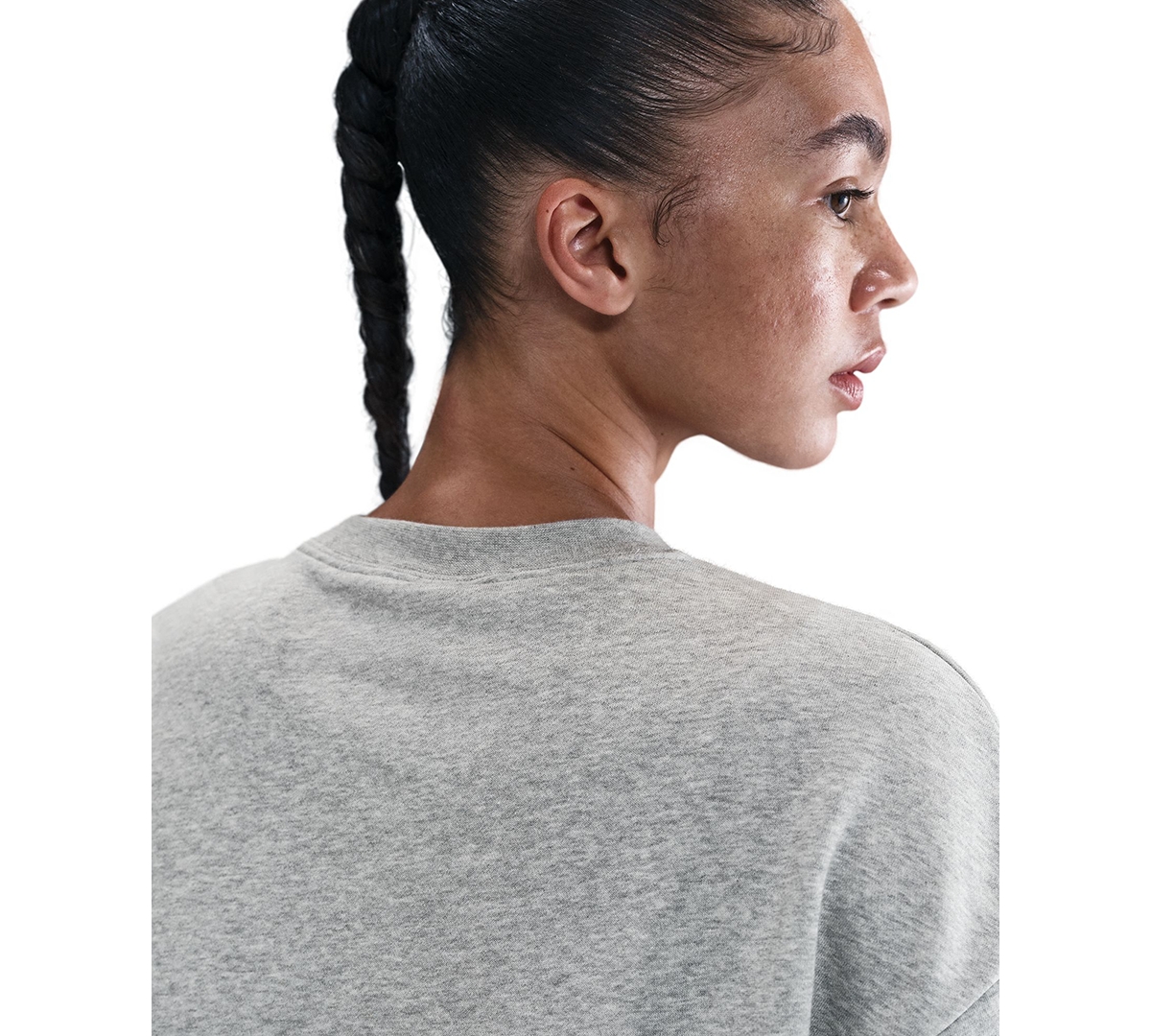 Nike Women's Fleece Loose Fit Crew Neck T-shirt In Gray