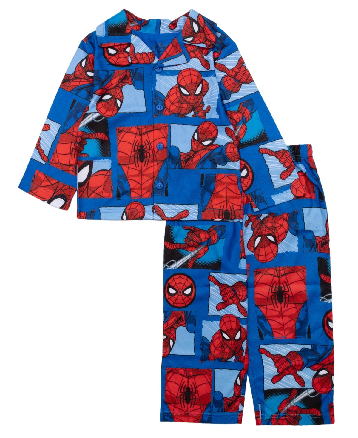 Spider-man Boys Toddler 2t-4t 2-piece Printed Shirt And Pants Pajama Set In Blue