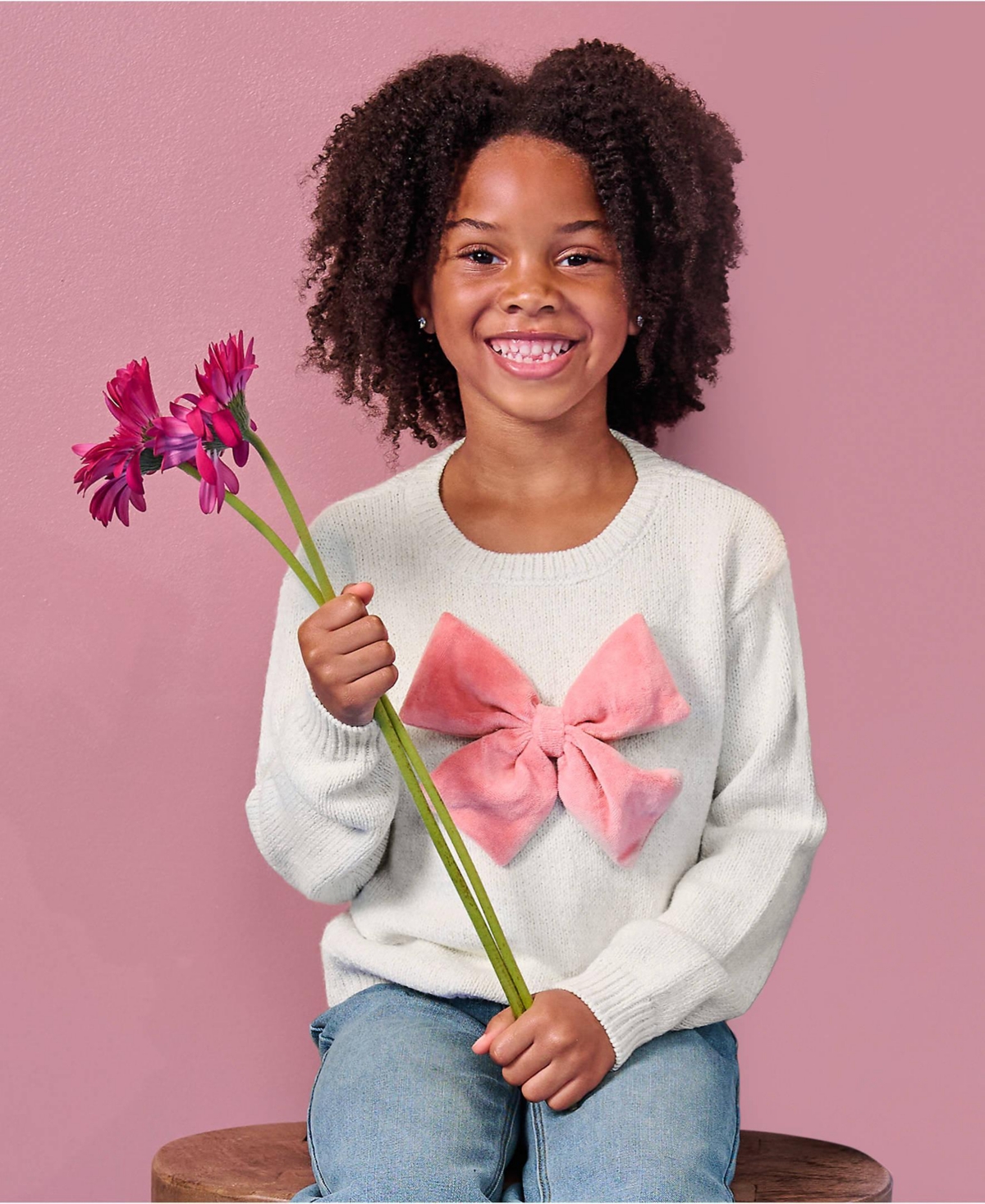 Lands' End Girls Meet and Greet Bow Knit Sweater