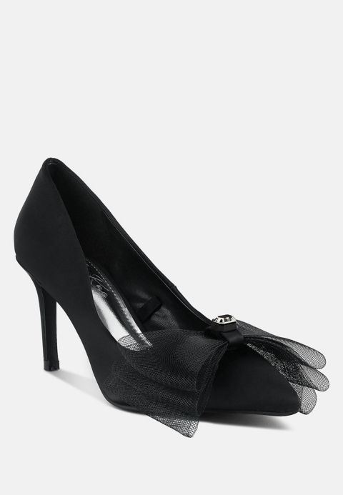 Женские туфли London Rag Odette Diamante Embellished Bow Stiletto, цвет: Чёрный