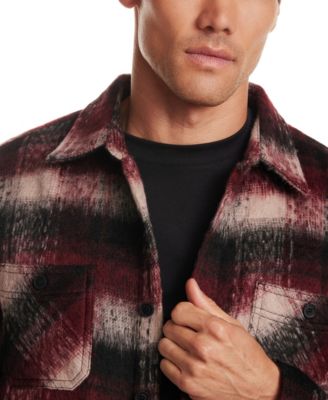 Men's Brushed Plaid Pattern Long-Sleeve Shirt Jacket