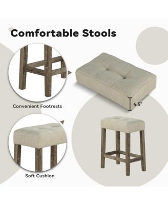 3-Piece Bar Table and Chairs Set Tall Dining Table with Upholstered Bar Stool for Living Room Kitchen