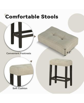 4-Piece Bar Table and Chairs Set Tall Dining Table with Upholstered Bar Stool for Living Room Kitchen