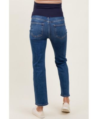 Maternity Dark High Rise Crop Straight Jeans