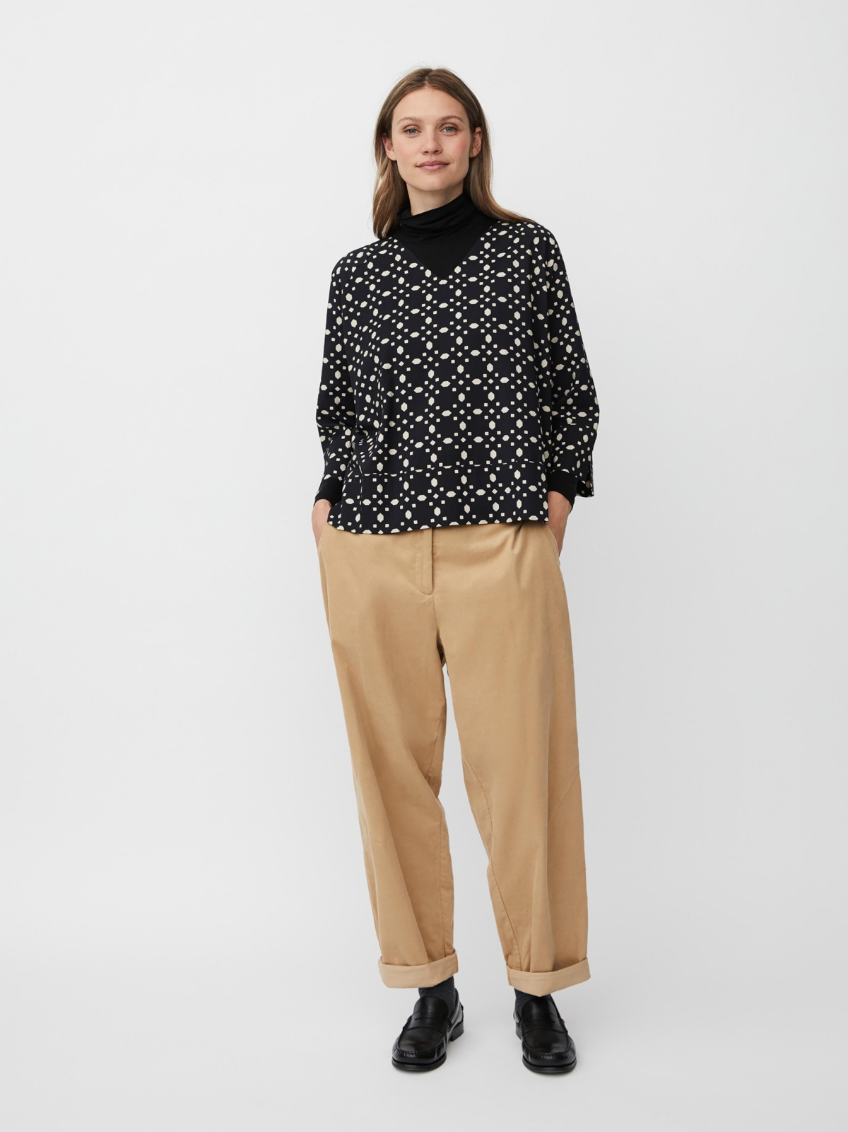 Masai Copenhagen Women's MaBenika 3/4 Sleeve V-Neck Blouse