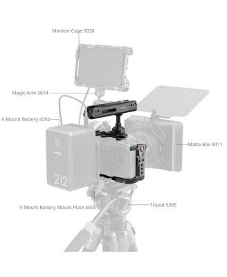 Full Camera Cage Kit with Rotating Top Handle for Sony FX2, Black