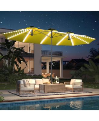 15ft Patio Double-Sided Umbrella, 156 PCS Solar LED Light Outdoor Large Umbrella