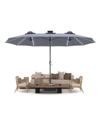 15ft Patio Double-Sided Umbrella, 156 PCS Solar LED Light Outdoor Large Umbrella