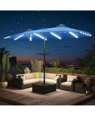 15ft Patio Double-Sided Umbrella, 156 PCS Solar LED Light Outdoor Large Umbrella