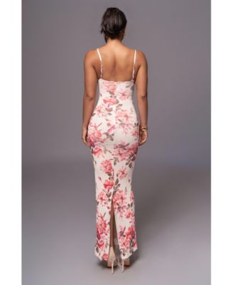 Women's Ivory Floral Slinky maxi dress