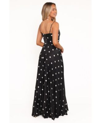 Women's Naira Pleated Maxi Dress - Black Polka Dot 14