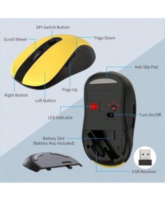 Wireless Keyboard & Mouse Combo, 2.4G, Silent 6-Button Mouse, Phone/Tablet Holder, Compatible, Yellow