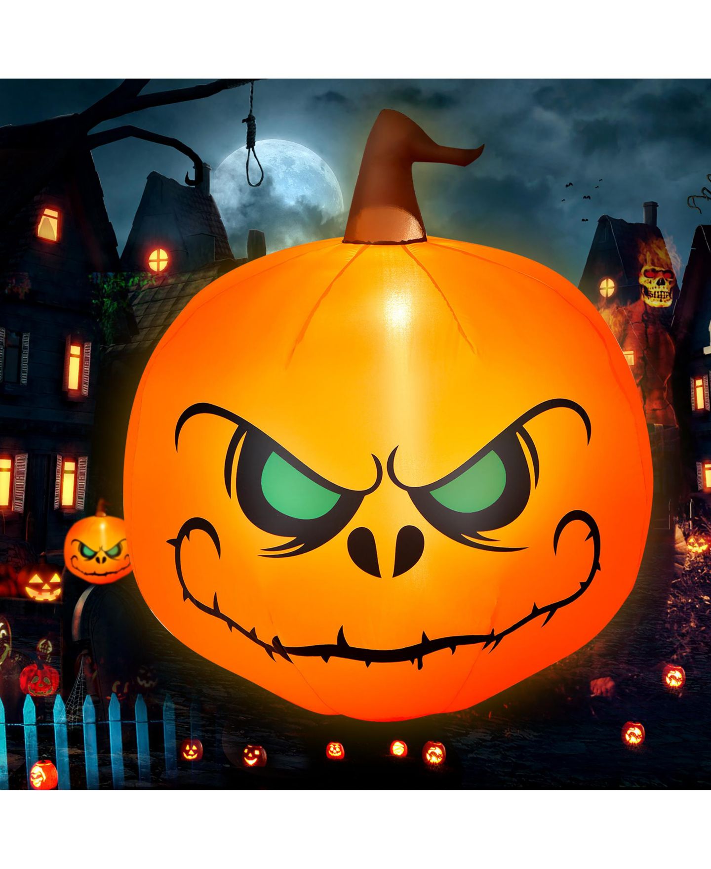 Детская игрушка Costway 4 FT Halloween Inflatable Pumpkin Large Blow up with Build-in LED, цвет: Оранжевый — фото 1