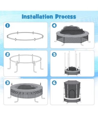 55'' Mini Trampoline for Kids w/ Safety Enclosure Net & Seamless Design
