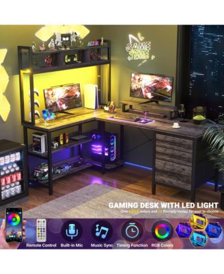 59'' W L-Shaped Computer Desk with Tall Hutch,Corner Desk