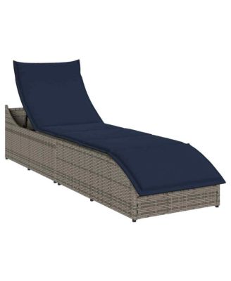 Folding Sun Lounger Grey PE rattan Standard Foldable