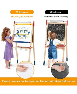 All-in-One Wooden Kid's Art Easel Height Adjustable Paper Roll